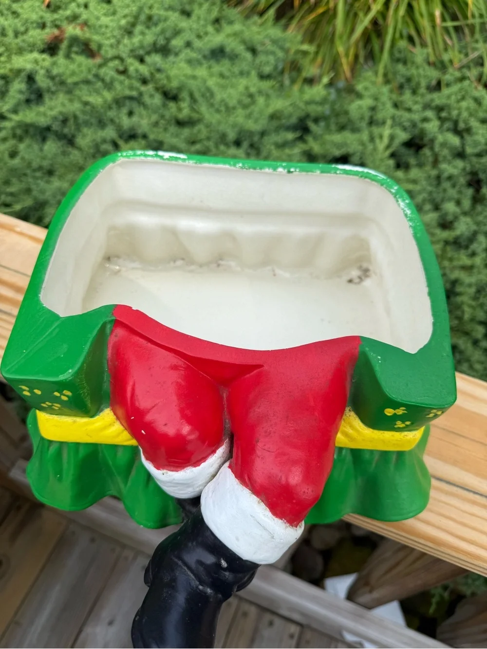 Vintage cookie jar Santa Red Green - Decorative Home Holiday Accent 1970’s